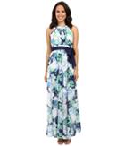 Vince Camuto - Printed Chiffon Halter Maxi With Inset Pleating