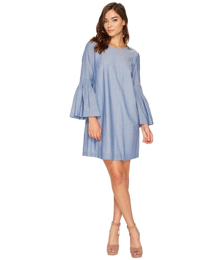 1.state - Crew Neck Bell Sleeve Shift Dress