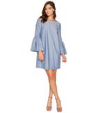 1.state - Crew Neck Bell Sleeve Shift Dress