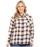 Stetson - Plus Size Cameo Plaid Long Sleeve Peasant Top