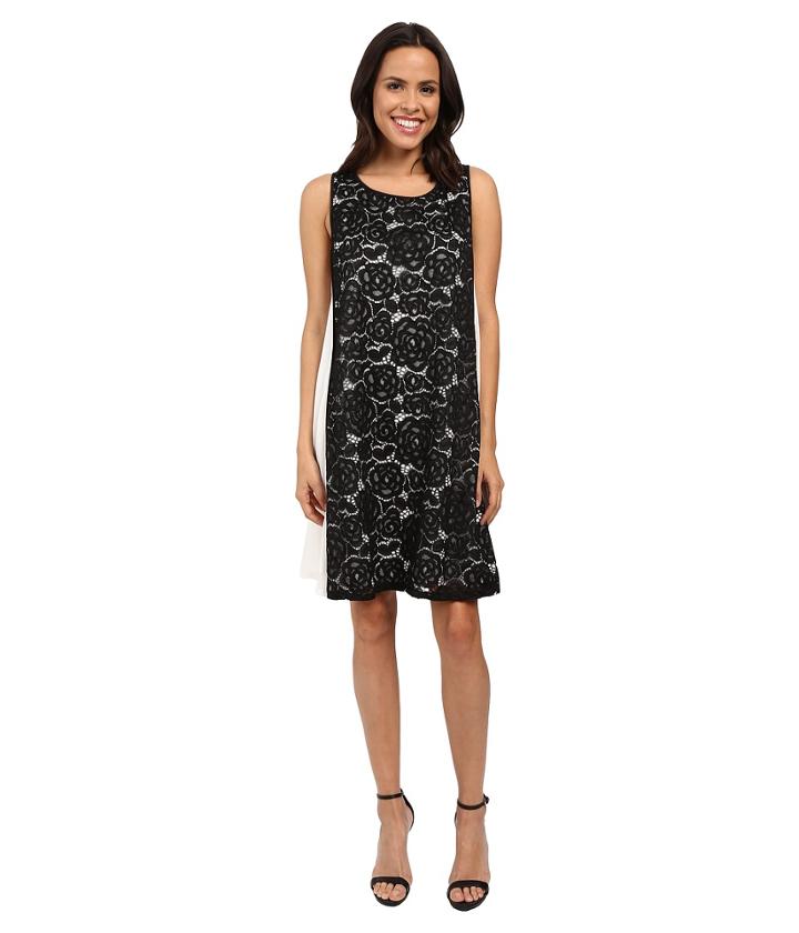 Adrianna Papell - Mod Lace Insert Trapeze Dress