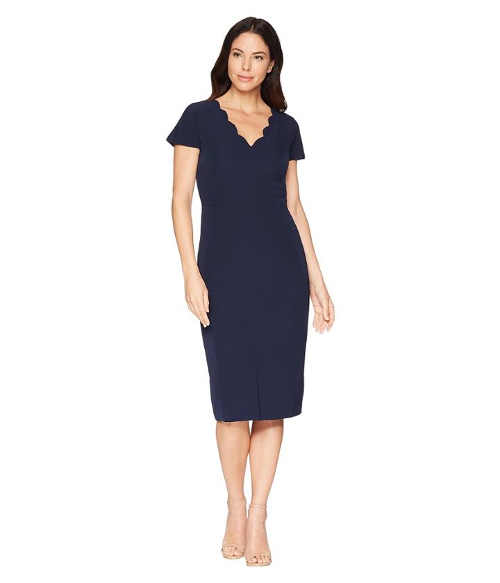 Maggy London - Dream Crepe Sheath Dress With Scallop Neck