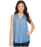 Dylan By True Grit - Whitney Peekaboo Dots Embroidered Tencel High-low Sleeveless Tunic