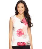 Calvin Klein - Printed Extended Shoulder Top With Hardware