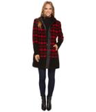 Tribal - Long Sleeve Color Block Houndstooth Plaid Coat