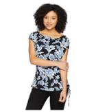 Vince Camuto - Side Drawstring Woodblock Floral Tee