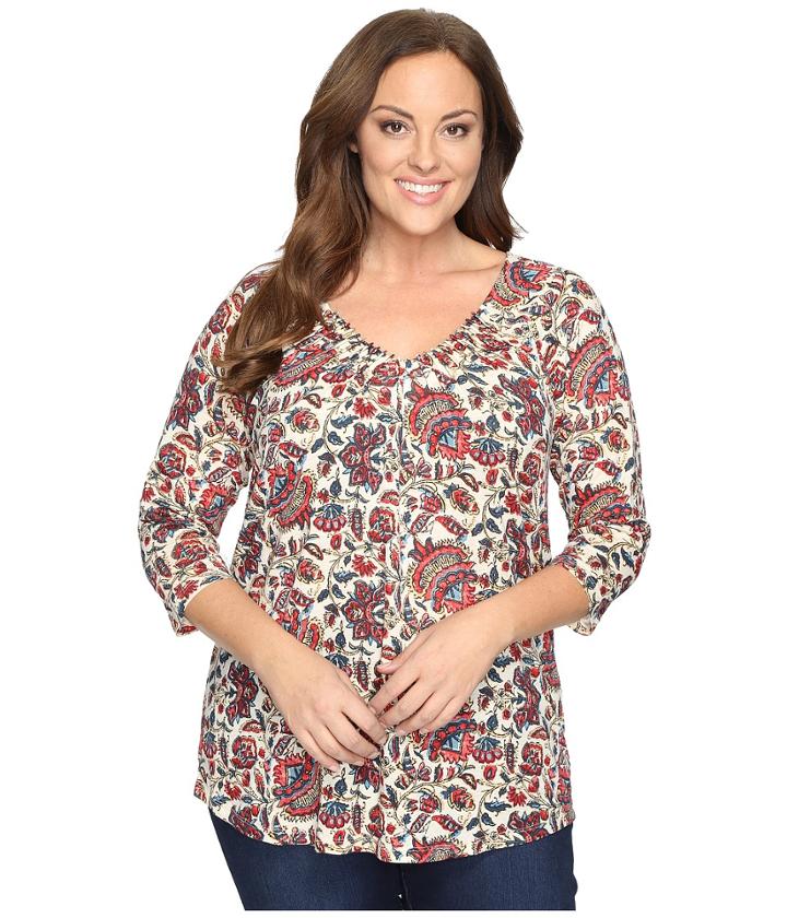 Lucky Brand - Plus Size Printed Pintuck Top