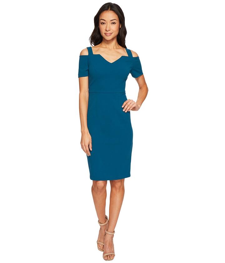 Adrianna Papell - Knit Crepe Cold Shoulder Sheath Dress