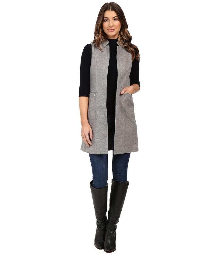 Calvin Klein - Faux Wool Vest W/ Zips