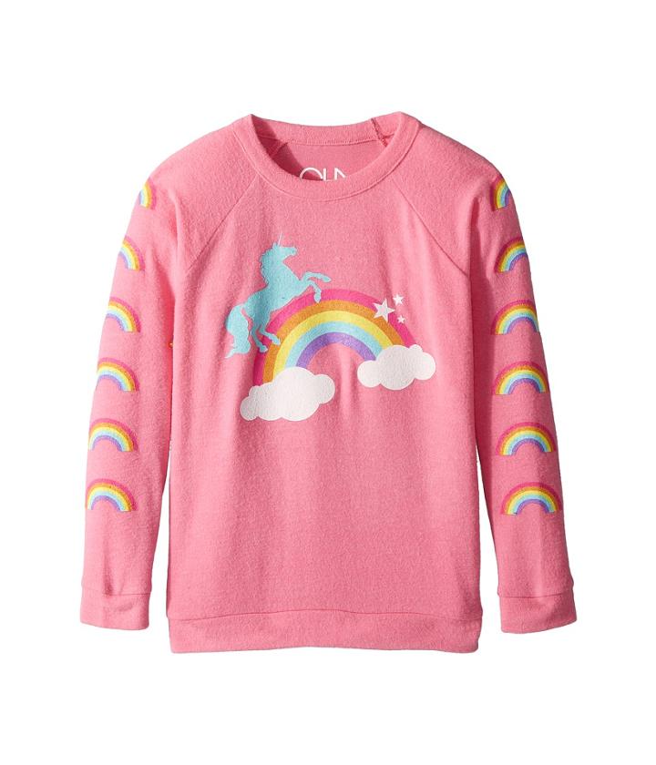Chaser Kids - Love Knit Raglan Unicorn Rainbow Pullover