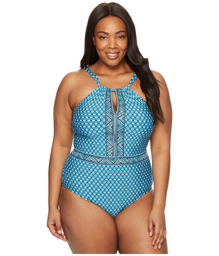 Jantzen - Plus Size Wow Factor High Neck One-piece
