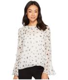 Cece - Long Sleeve Dotty Silhouettes Ruffled Blouse