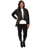 Karen Kane Plus - Plus Size Faux Leather Front Knit Jacket