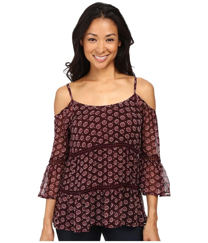 Lucky Brand - Printed Cold Shoulder Blouse