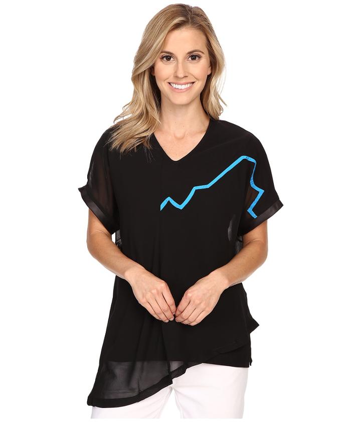 Jamie Sadock - Life Style Short Sleeve Top With Tonal Mesh Overlay
