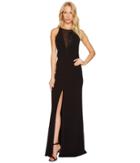 Halston Heritage - Sleeveless Crepe Gown W/ Front Embroidery Detail