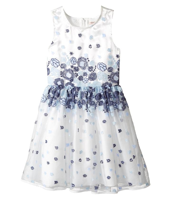 Nanette Lepore Kids - Embroidered Blue Floral Dress
