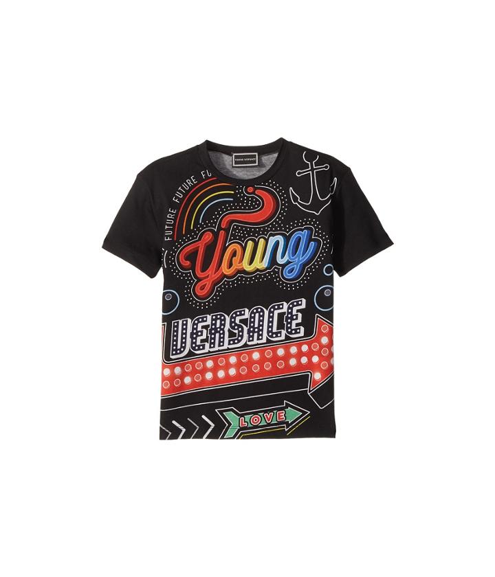 Versace Kids - Short Sleeve Neon Lights Logo Graphic T-shirt