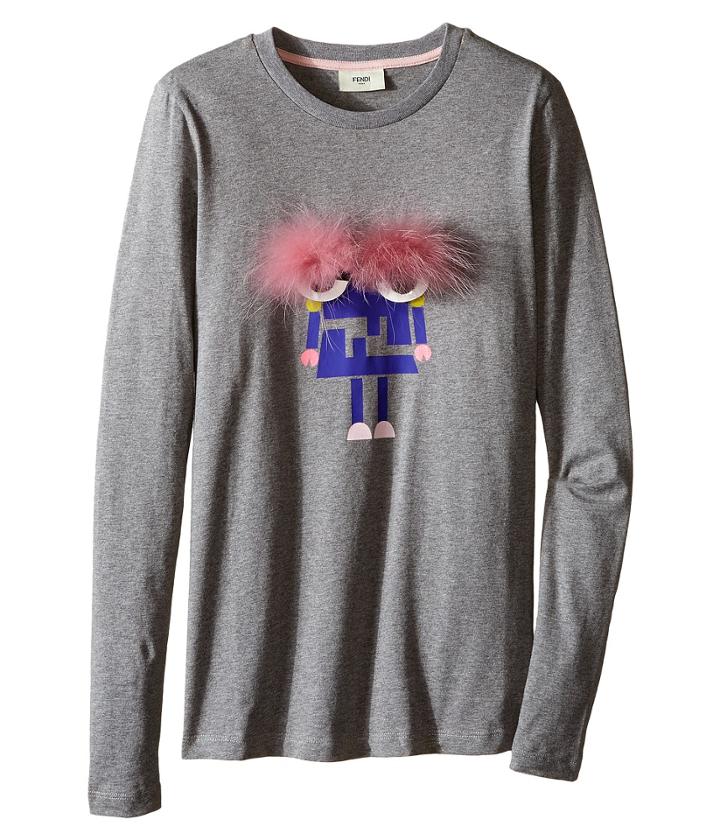 Fendi Kids - Long Sleeve T-shirt W/ Logo Monster Graphic