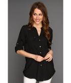 Calvin Klein Crew Neck Roll Sleeve Blouse