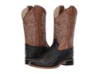Old West Kids Boots - Black Croc Print Square Toe Boot