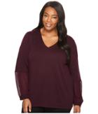 Calvin Klein Plus - Plus Size V-neck With Chiffon Cuff Blouse