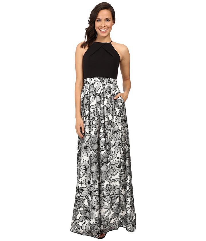 Aidan Mattox - Halter Neck Gown With Embroidered Lace Skirt