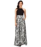 Aidan Mattox - Halter Neck Gown With Embroidered Lace Skirt