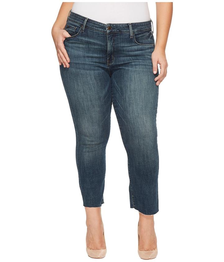 Nydj Plus Size - Plus Size Marilyn Ankle Jeans With Raw Hem In Crosshatch Denim In Desert Gold