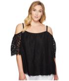 Vince Camuto Specialty Size - Plus Size Elbow Sleeve Cold Shoulder Geo Lace Blouse