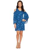Cece - Cold Shoulder Tiered Ruffle Sleeve Textured Dress