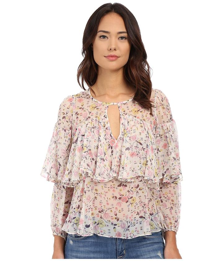 Rebecca Taylor - Long Sleeve Tapestry Garden Chiffon Top