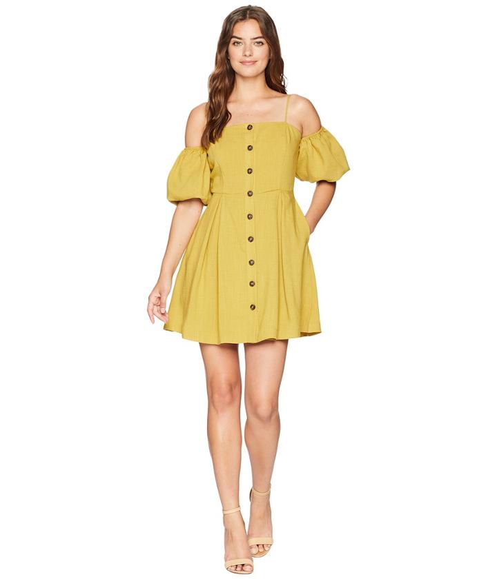 J.o.a. - Cold Shoulder Button Up Dress