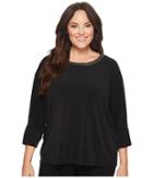 Calvin Klein Plus - Plus Size Long Sleeve Top W/ Gold Chain
