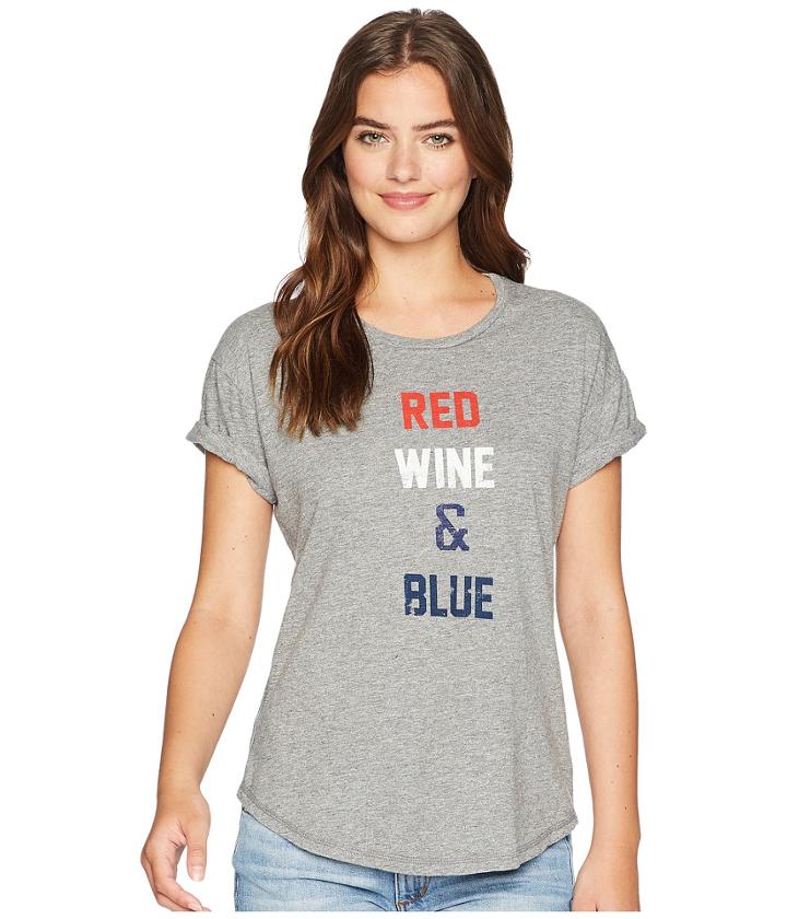 The Original Retro Brand - Red Wine And Blue Rolled Short Sleeve Mocktwist Tee