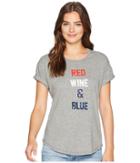 The Original Retro Brand - Red Wine And Blue Rolled Short Sleeve Mocktwist Tee