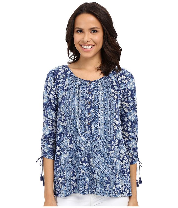 Lucky Brand - Tie Sleeve Henley Blouse