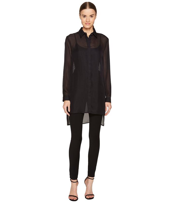 Versace Collection - Sheer Collared Long Sleeve Blouse