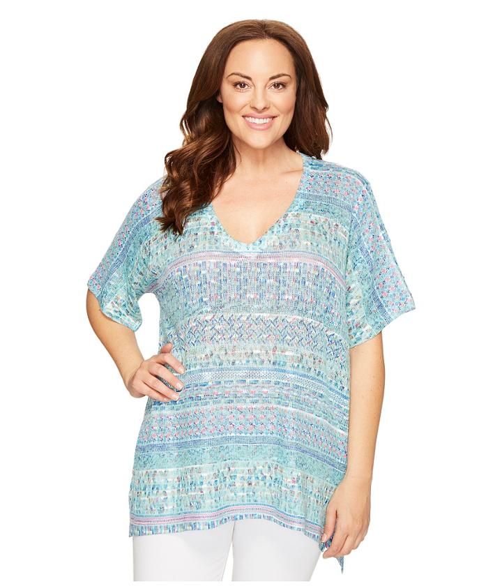 Nally &amp; Millie - Plus Size V-neck Printed Tunic