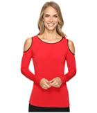 Calvin Klein - Cold Shoulder Top W/ Faux Leather