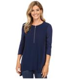 Vince Camuto - 3/4 Sleeve Soft Texture 1/2 Zip Top