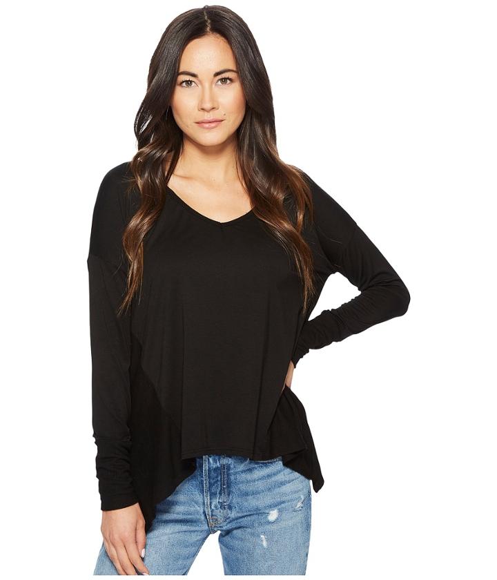 Three Dots - Mixed V-neck Top