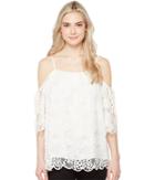 Vince Camuto - Elbow Sleeve Cold-shoulder Organic Lace Blouse