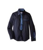 Armani Junior - Solid Button Down W/ Faux Tie Contrast