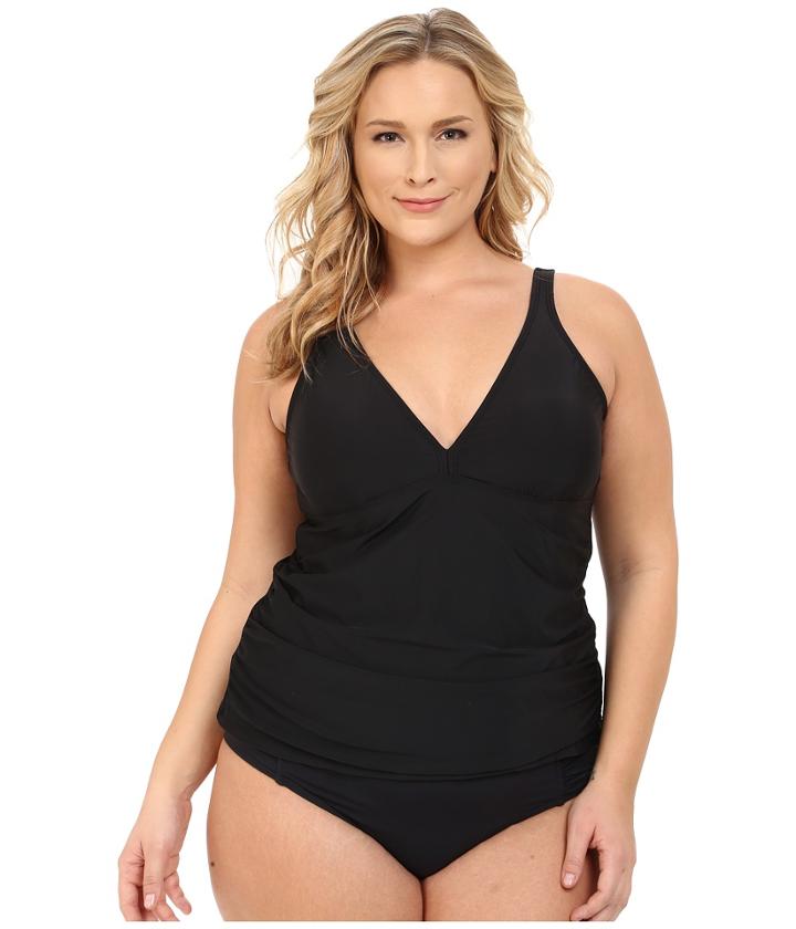 Athena - Plus Size Cabana Solids Removable Soft Cup Halterkini