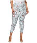 Hue - Plus Size Clouded Floral Essential Denim Skimmer
