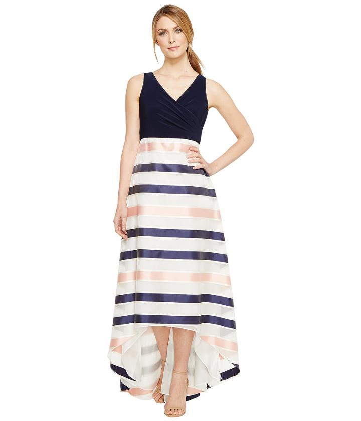 Adrianna Papell - Jersey Organza Stripe Dress