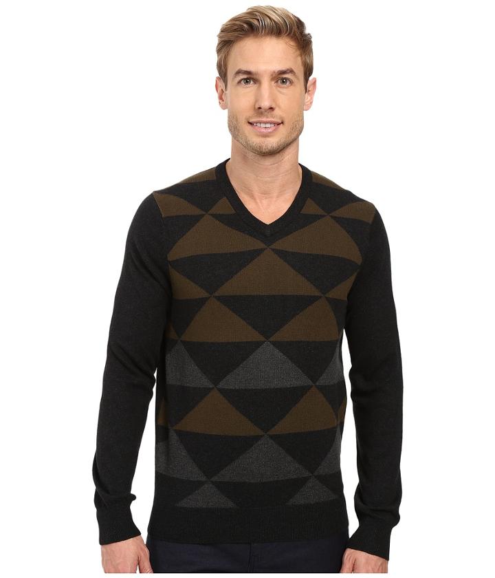Perry Ellis - Diamond Color Block V-neck Sweater