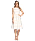 Adrianna Papell - Striped Lace Mikado Cocktail Dress