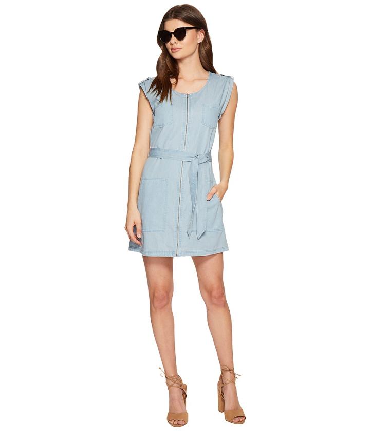 Jack By Bb Dakota - Stefania Washed Out Chambray Zip Front Dress